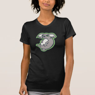 Relaxing Smile Grey Koala Green Drawing Design T-Shirt