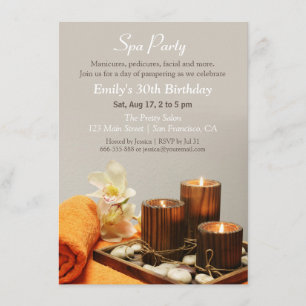 Relaxing Spa Birthday Party Invitations