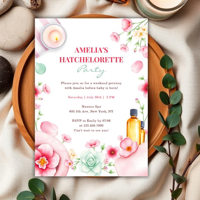 Relaxing Spa Girls Weekend Hatchelorette Party  Invitation (Relaxing Spa Girls Weekend Hatchelorette Party Invitation)