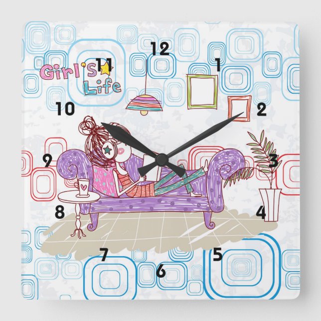 Relaxing Square Wall Clock (Front)
