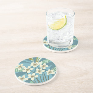 Relaxing Summer Abstract Modern Floral Coaster