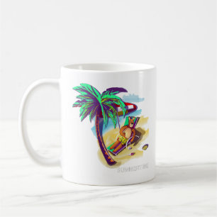 Relaxing Summer Bear on Tropical Beach Coffee Mug