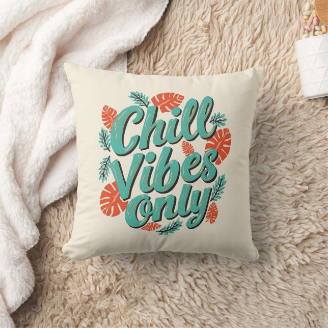 Relaxing Summer Chill Vibes Only Typography Cushion (Blanket)