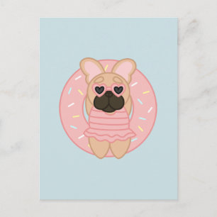 Relaxing Summer Fawn Coat French Bulldog in Lilo Postcard