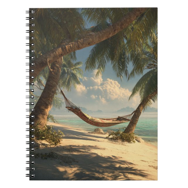 Relaxing Tropical Beach Hammock Art Notebook (Front)