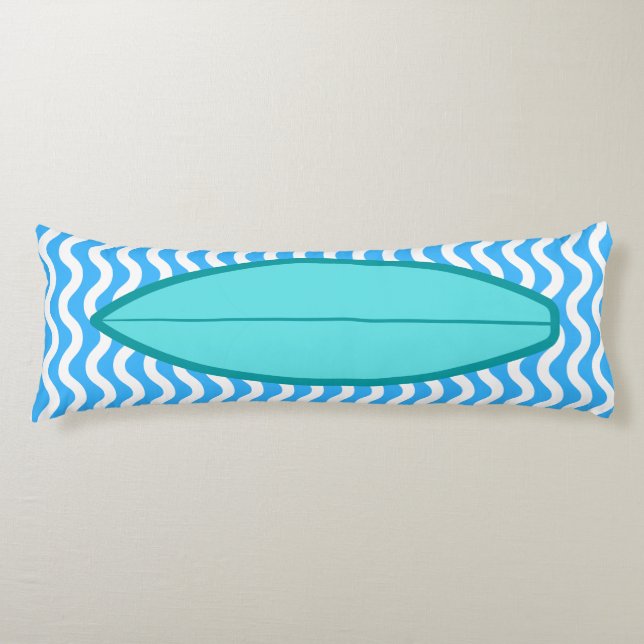 Relaxing Turquoise Blue Waves Surfing Body Pillow (Front)