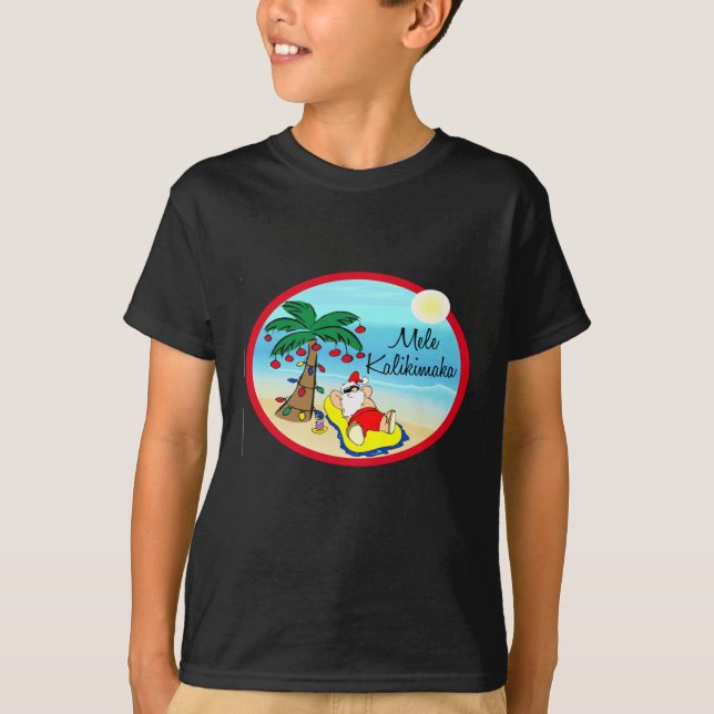Relaxing under Palm Santa hawaiin Christmas T-Shirt (Front)