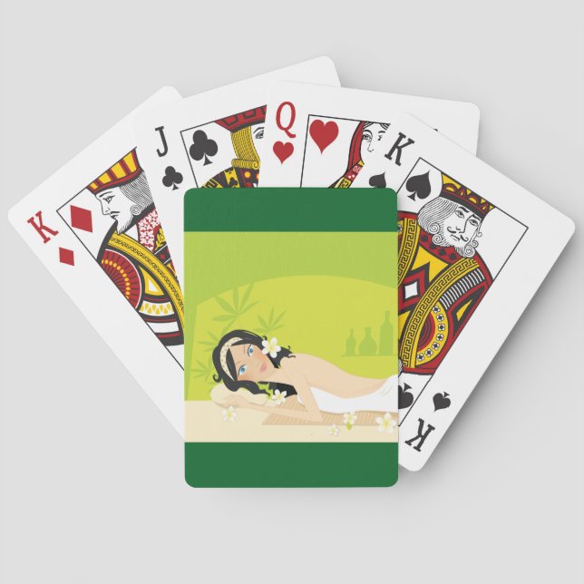 Relaxing Zen Spa Woman Tropical Wellness Playing Cards (Back)