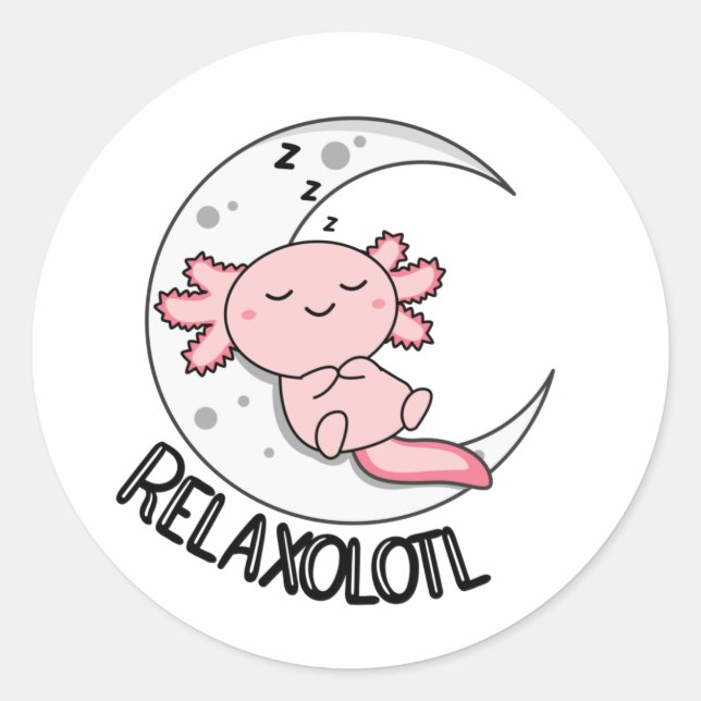Relaxolotl Axolotl Lovers, Cute Animals Relax Clas Classic Round Sticker (Front)