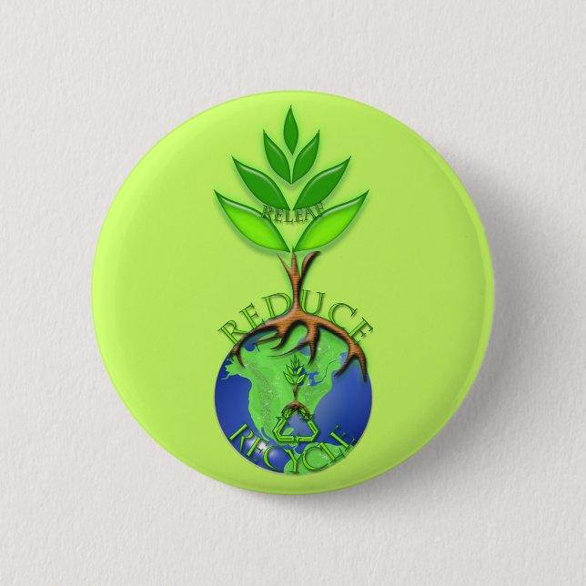 Releaf Reduce Recycle 6 Cm Round Badge (Front)