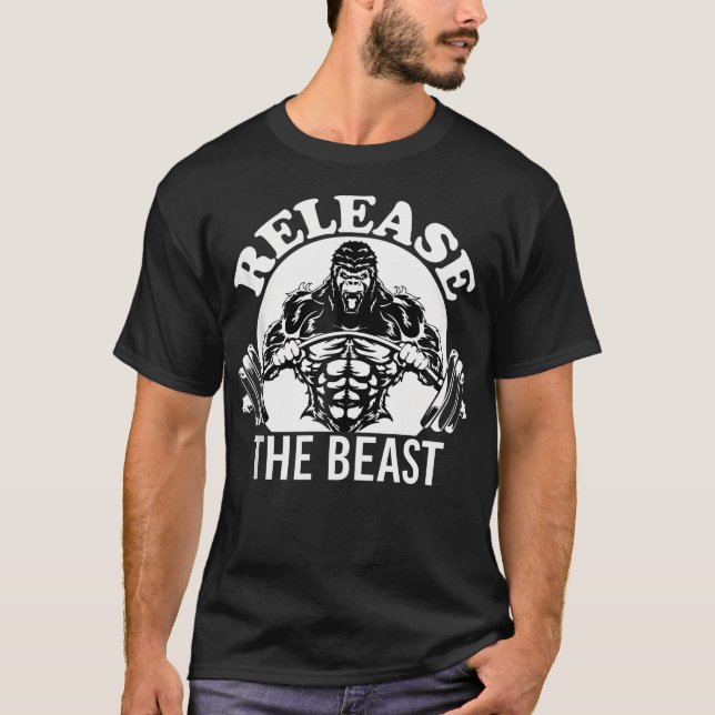 Release The Beast Gym Gorilla Weight Lift Animal M T-Shirt (Front)