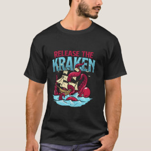 Release the Kraken! Zombi October Zombies Ship Lon T-Shirt