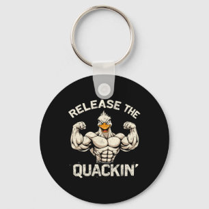 Release The Quackin' Muckle Duck Bodybuilder Joke Key Ring