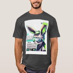 Relentless Cyber Bunny Futuristic Neon Animal Art T-Shirt