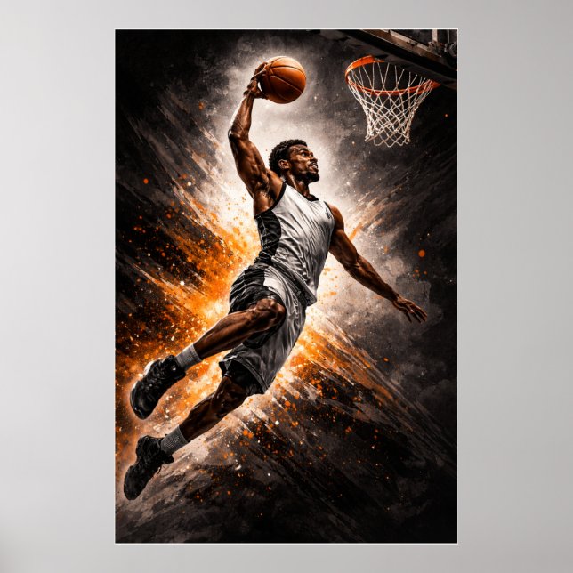 Relentless Elevation – Basketball Power Dunk Poster (Front)