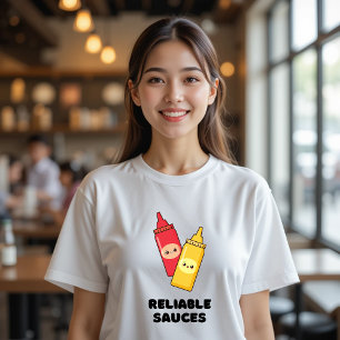 Reliable Sauces Mustard Ketchup Funny Food T-Shirt