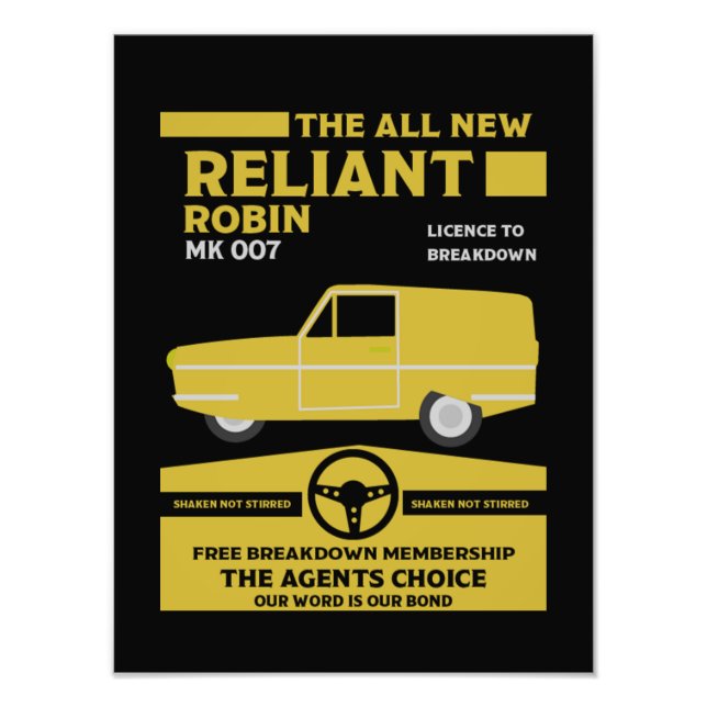Reliant Robin Car Photo Print (Front)