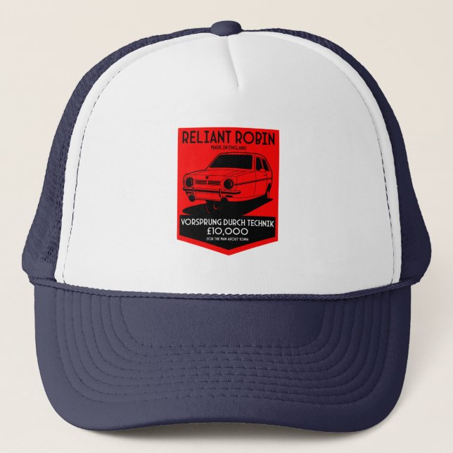 Reliant Robin Three Wheeled Car Trucker Hat (Front)