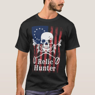 Relic Hunter Metal Detector Skull and Cross Detect T-Shirt