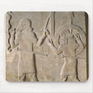 Relief depecting two soldiers mouse pad