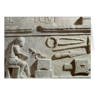 Relief depicting a blacksmith's shop and tools