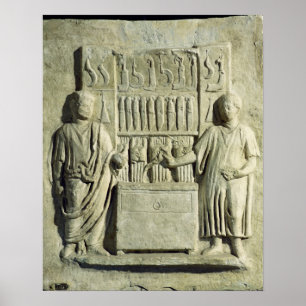 Relief depicting a cutlery shop poster