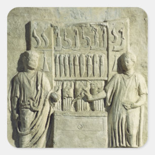 Relief depicting a cutlery shop square sticker
