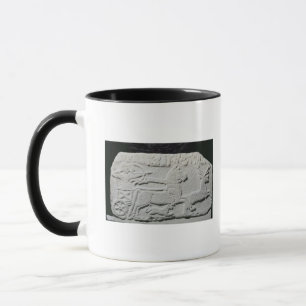 Relief depicting a deer hunt mug