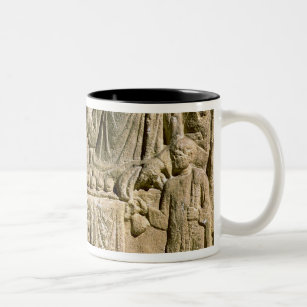 Relief depicting a family meal Two-Tone coffee mug