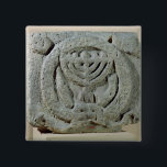 Relief depicting a menorah 15 cm square badge<br><div class="desc">Jewish School's Relief depicting a menorah,  from Umm Qeis (Ancient Gadara) Jordan (basalt) located at the Louvre,  Paris,  France. The Relief depicting a menorah,  from Umm Qeis (Ancient Gadara) Jordan was created around the 6th century.</div>