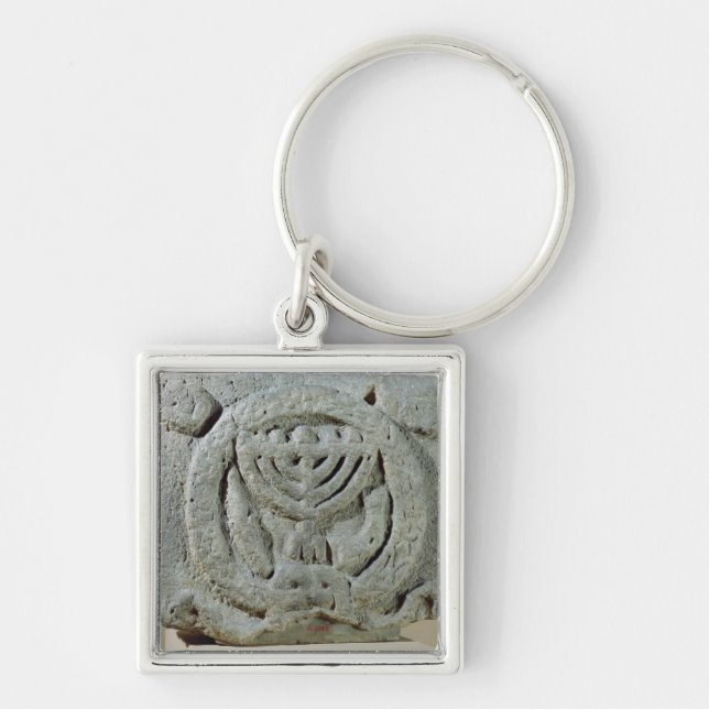 Relief depicting a menorah key ring (Front)