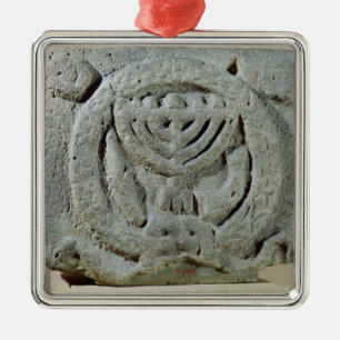 Relief depicting a menorah metal tree decoration