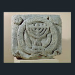 Relief depicting a menorah poster<br><div class="desc">Jewish School's Relief depicting a menorah,  from Umm Qeis (Ancient Gadara) Jordan (basalt) located at the Louvre,  Paris,  France. The Relief depicting a menorah,  from Umm Qeis (Ancient Gadara) Jordan was created around the 6th century.</div>