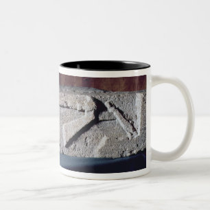 Relief depicting a stonemason's instrument Two-Tone coffee mug