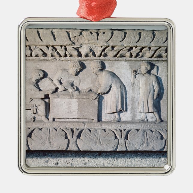 Relief depicting a tax collecting scene metal ornament (Front)