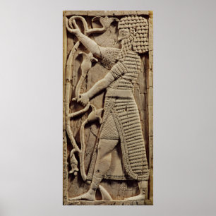 Relief depicting a warrior poster