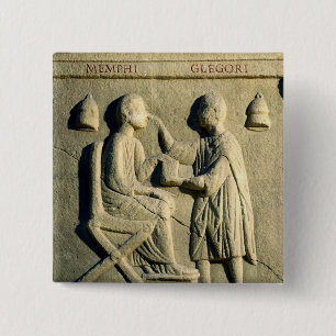 Relief depicting an oculist examining a patient 15 cm square badge