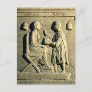Relief depicting an oculist examining a patient postcard