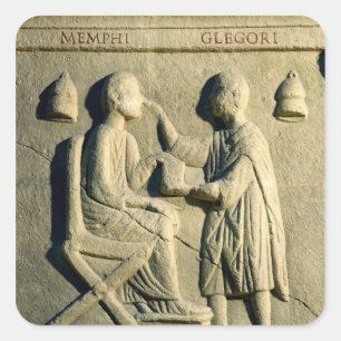 Relief depicting an oculist examining a patient square sticker