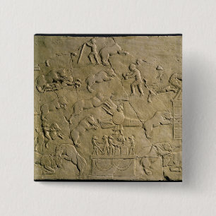 Relief depicting circus games 15 cm square badge