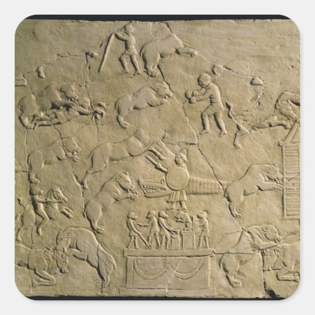 Relief depicting circus games square sticker (Front)