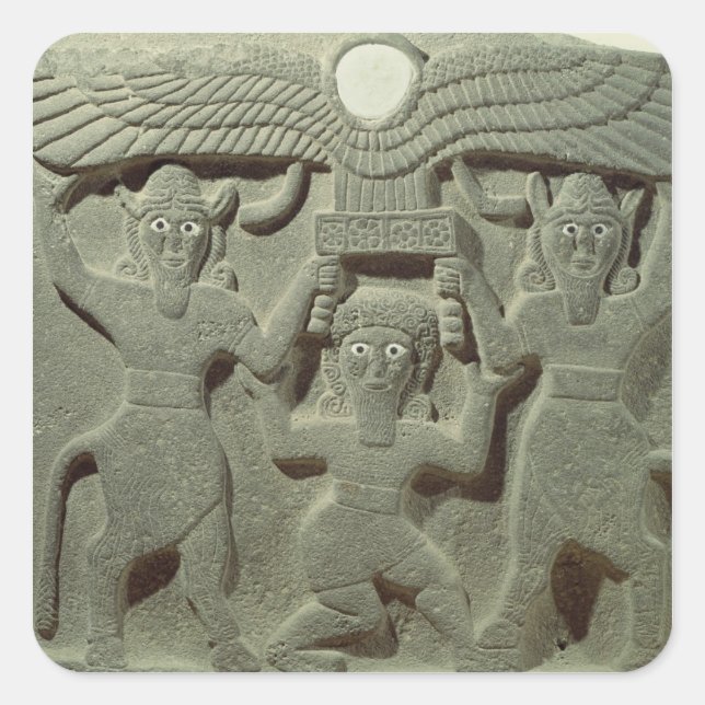 Relief depicting Gilgamesh between two Square Sticker (Front)