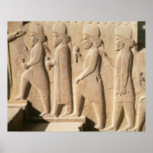 Relief depicting Median guards from stairs Poster