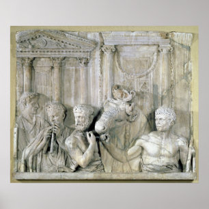 Relief depicting preparations for a sacrifice poster