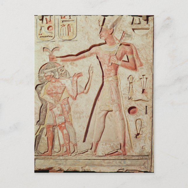 Relief depicting Ramesses II  smiting enemies Postcard (Front)