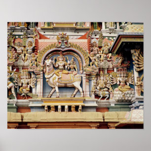 Relief depicting Shiva and Parvati riding Poster