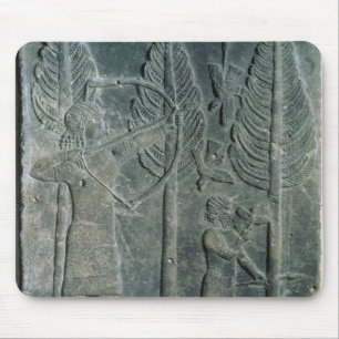 Relief depicting the hunting of birds in the mouse pad