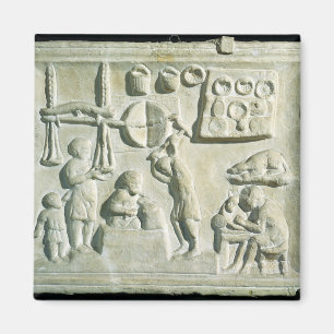 Relief depicting the interior of a forge magnet