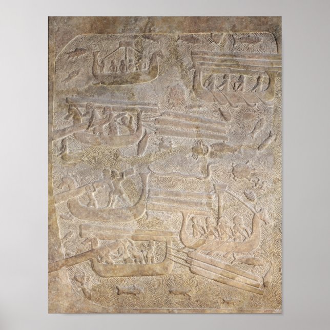 Relief depicting the unloading of wood poster (Front)