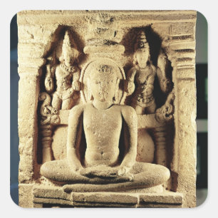 Relief depicting Tirthankara Mahavira Square Sticker